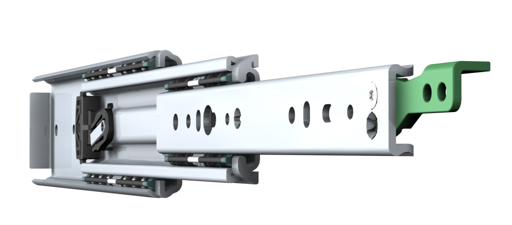 TR 7619 JUMBO - Guida telescopica a sfere a estrazione totale con tre opzioni di bloccaggio